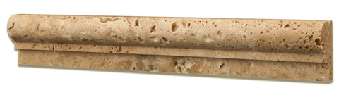 Walnut Travertine Honed Single Step Chair Rail Trim Tile 2x12"